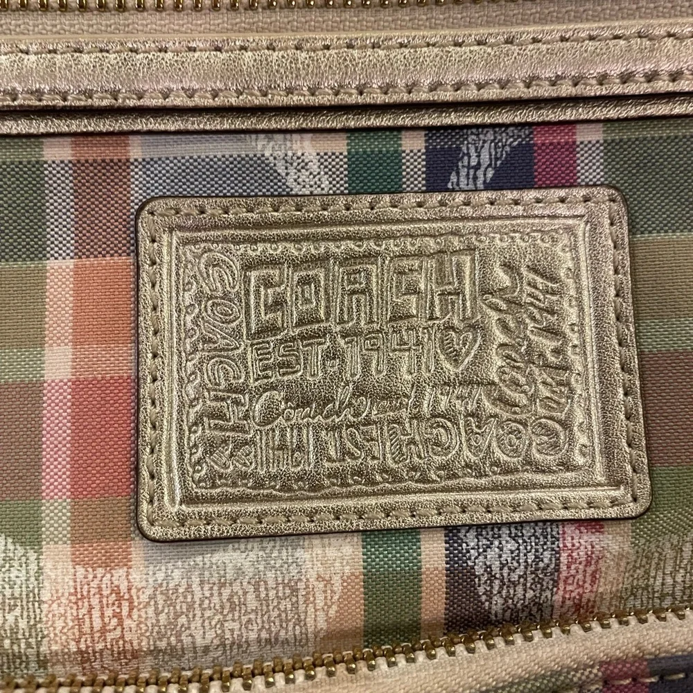 Coach Signature Poppy Multicolor Madras Backpack F21886 Bookbag - Picture 2 of 14